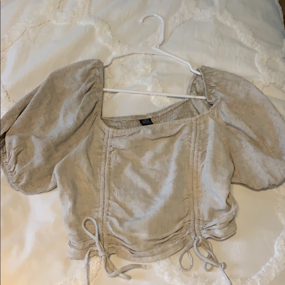 tan ruched top